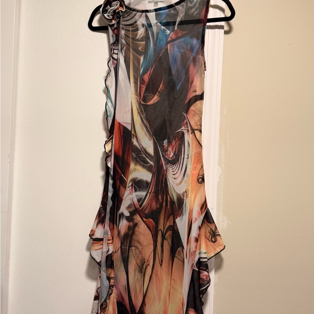Fashion Nova Artistic Multicolor Midi Dress